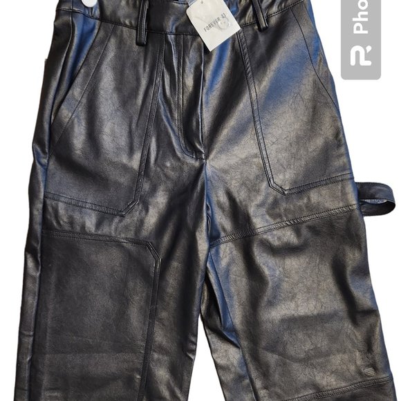 Forever21 PU Leather Cargo Pants - Picture 3 of 6